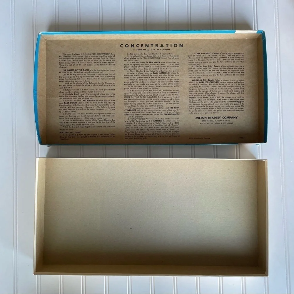 Milton Bradley CONCENTRATION Game with Rolomatic Puzzle Changer 1964 8th edition